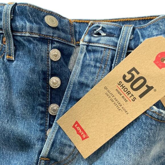 Levis 501 Red Tab Short Jeans Womens 24 High Rise Cut Off Summer Sexy Denim NWT - Picture 7 of 11